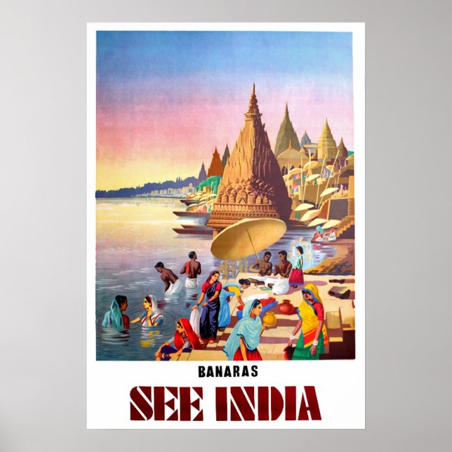 Varanasi, Indien, Ganges River Poster (Vorne)