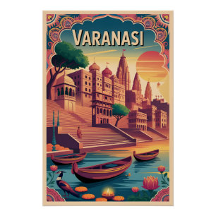 Varanasi Indien Retro-Reiseposter Poster