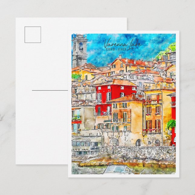 Varenna Lake Como Italien Vintage Postkarte (Vorne/Hinten)