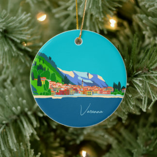 Varenna Lake Como Italy Illustration Travel Keramik Ornament