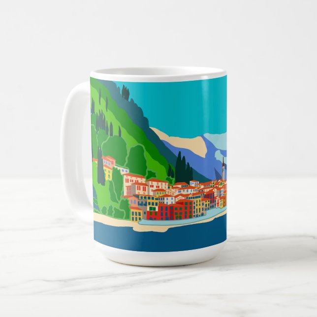 Varenna See Como Italien Illustration Kaffeetasse (Vorderseite Links)