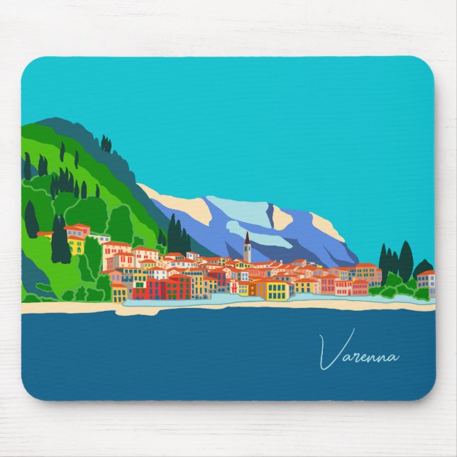 Varenna See Como Italien Illustration Mousepad (Vorne)