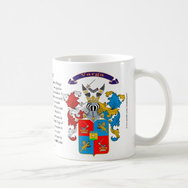 Varga Familienwappen einschließlich die Geschichte Kaffeetasse (Rechts)