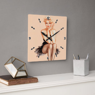 Varga Girl Cover Art von Alberto Vargas Quadratische Wanduhr
