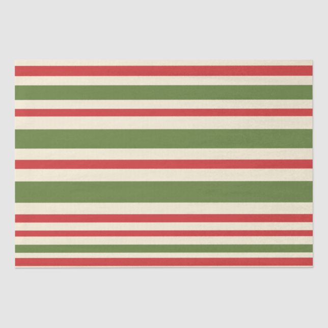 Variable Streifen Weihnachtsmuster Rote Grüne Crem Seidenpapier (Vorderseite)