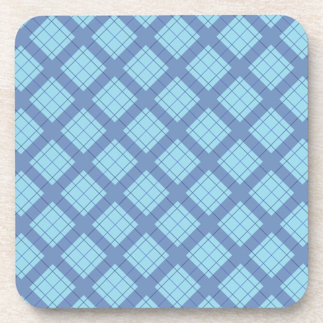 Variation Blue Kariert Getränkeuntersetzer (Vorderseite)