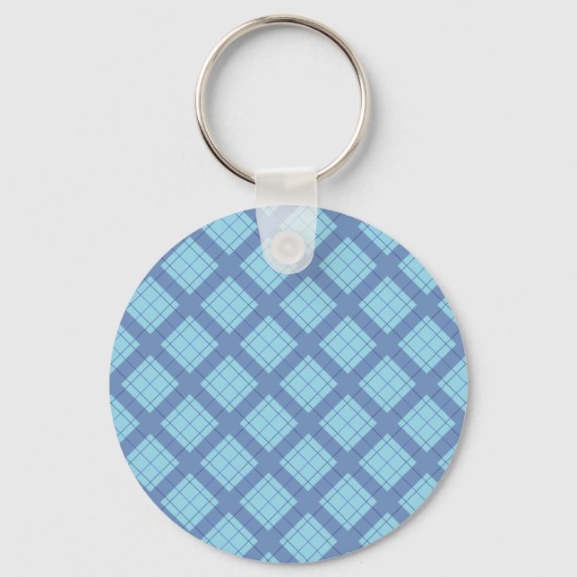 Variation Blue Kariert Schlüsselanhänger (Vorderseite)