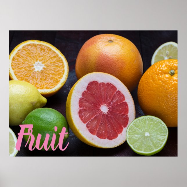 Variation von Zitrusorange, Limon, Mandarin, Poster (Vorne)