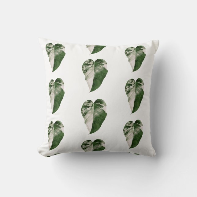 Variegated Monstera Heart Leaf Pillow Kissen (Vorderseite)