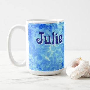 Variegierte Blue Floral Daisies Blume Personalisie Kaffeetasse