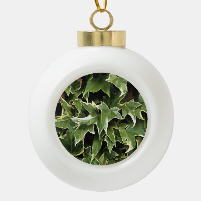 Variegierter ivy realistischer künstlerischer Stil Keramik Kugel-Ornament (Vorderseite)