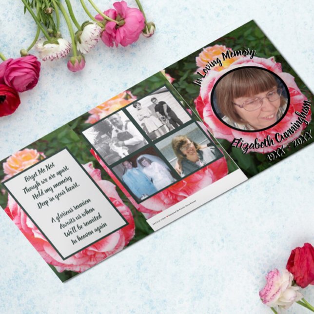 Variegiertes rosa Gelbrosen Foto Dreifach Gefaltete Ankündigung (Von Creator hochgeladen)