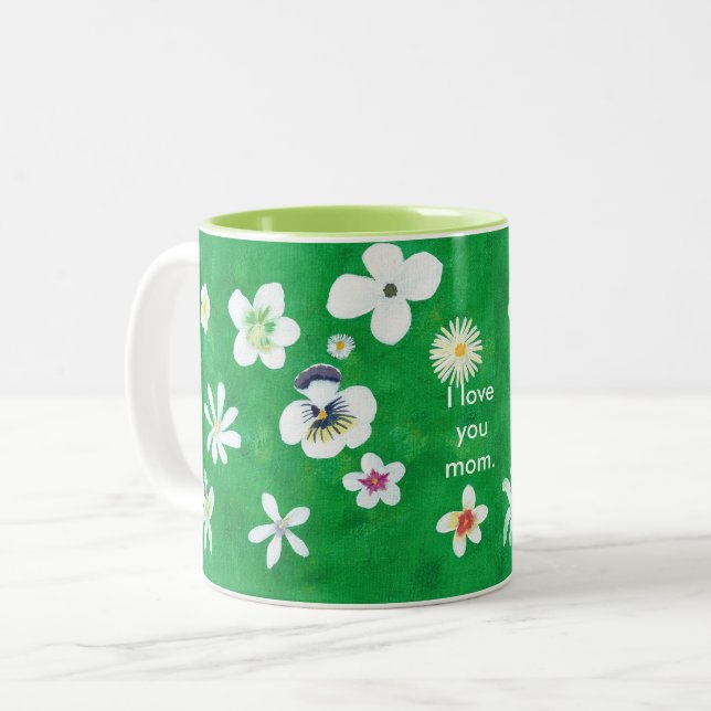 Varieté Weiße Blume Ich Liebe Sie Mama Tasse (Vorderseite Links)
