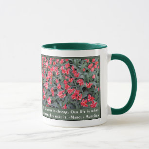 Varigated Rosa und Weiß mit Aurelius Zitat Tasse