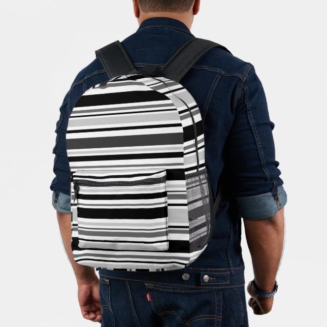 Variierte Schwarz-weiße graue Streifen Bedruckter Rucksack (Insitu (Modell))