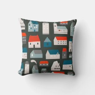 Various small tiny houses. Paper cut style. Flat d Kissen