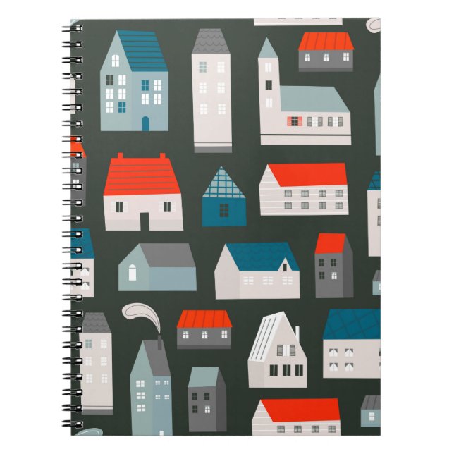 Various small tiny houses. Paper cut style. Flat d Notizblock (Vorderseite)