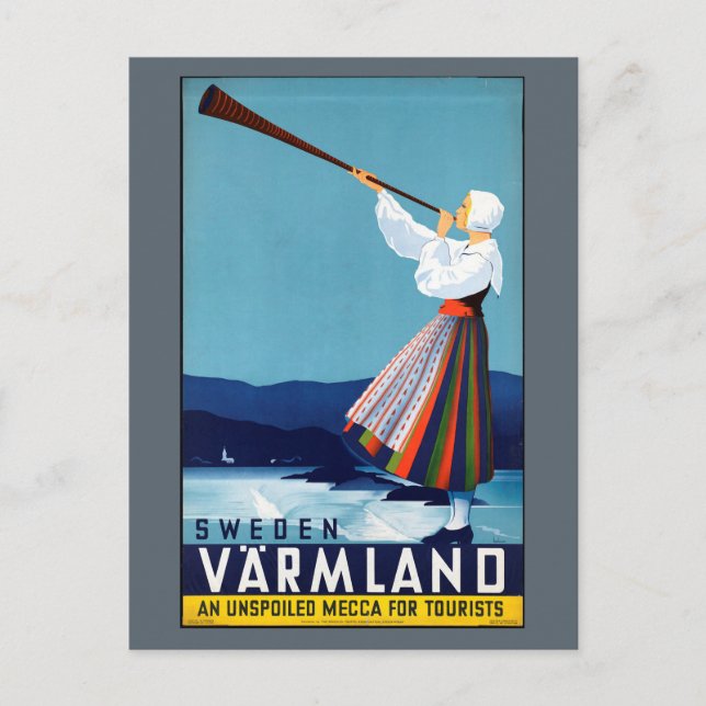Varmland, Schweden Vintage Travel Poster Postkarte (Vorderseite)