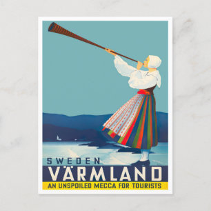 Varmland Suède voyage vintage Carte postale