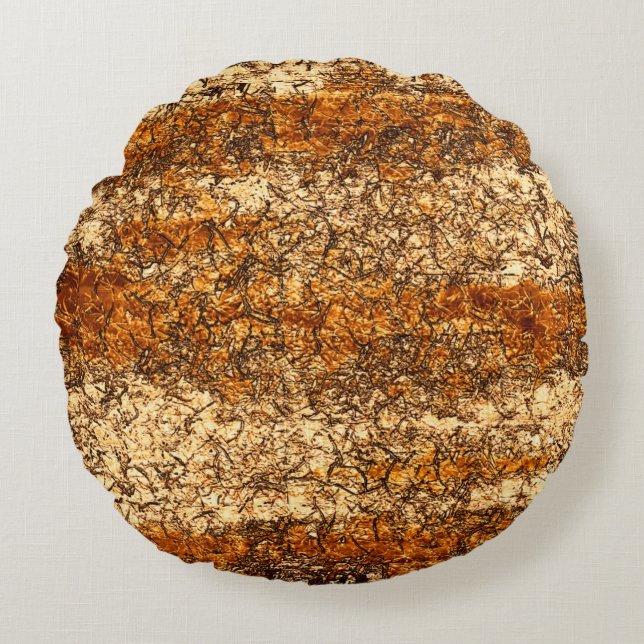 Varnish Textur auf Rohholz Rundes Kissen (Vorderseite)