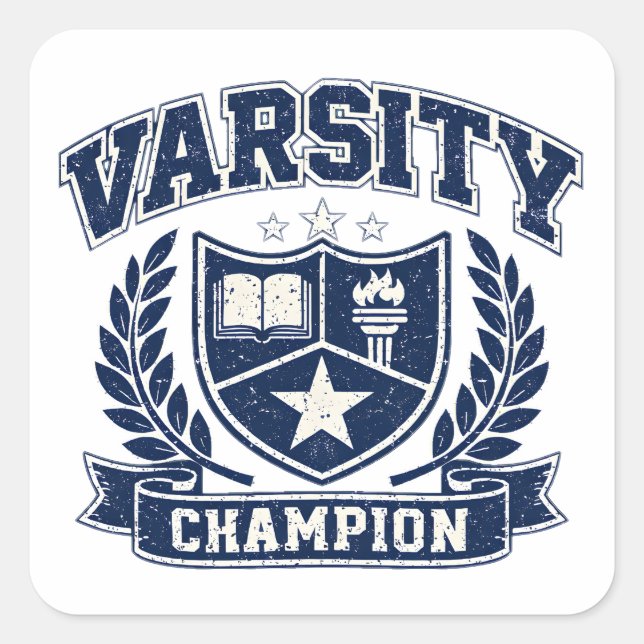 Varsity Champion – College Athletic Trophy Quadratischer Aufkleber (Vorderseite)