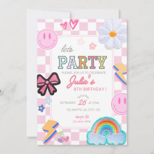 Varsity Patch Lets Fête Anniversaire Invitation