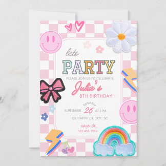 Varsity Patch Lets Fête Anniversaire Invitation