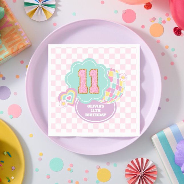 Varsity preppy Pastell-Patch 11. Geburtstag Serviette (Von Creator hochgeladen)