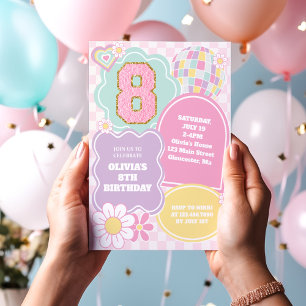 Varsity-Preppy-Pastell-Patch 8. Geburtstag Einladung