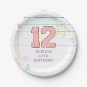Varsity-preppy-Pastell-Patch-Notizbuch 12. Geburts Pappteller