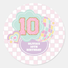 Varsity preppy pastellpflaster 10. Geburtstag Runder Aufkleber