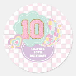 Varsity preppy pastellpflaster 10. Geburtstag Runder Aufkleber