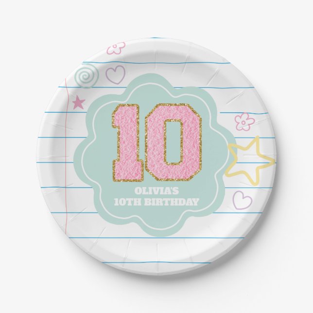 Varsity preppy pastellpflaster notebook 10. Geburt Pappteller (Vorderseite)