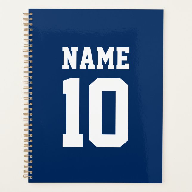 Varsity sports blue individuelle Name & number Planer (Vorderseite)