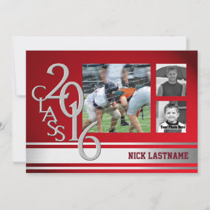Varsity Stripe Graduate Tri Foto 2016 Red Einladung