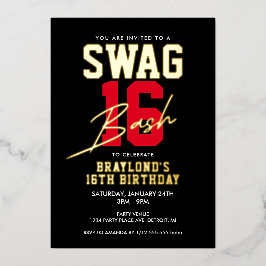 Varsity Style Swag 16 Geburtstag Folieneinladung