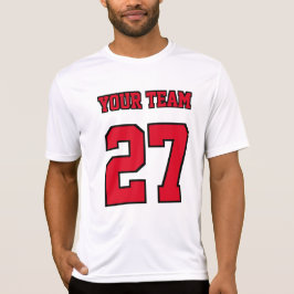 Varsity Team Name Number Red Black Basketball T-Shirt