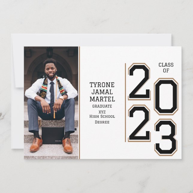 Varsity Team Player Foto Graduation Party Einladung (Vorderseite)