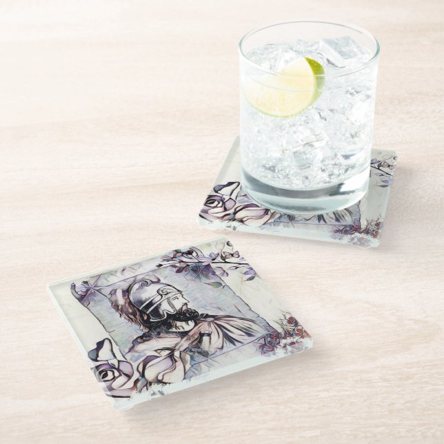 Vartan Mamikonian Glass Untersetzer (Schrägansicht)