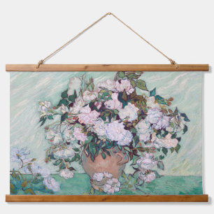 Vas mit rosa Rosen, Van Gogh Wandteppich Mit Holzrahmen