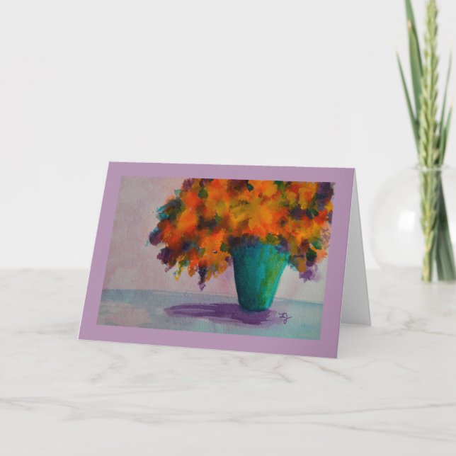 Vase à aquarelle avec la carte de voeux de fleurs (Devant)