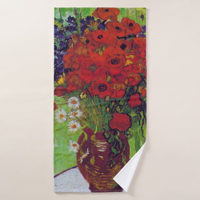 Vase avec Cornflowers et Poppies, Van Gogh (Serviette de bain)