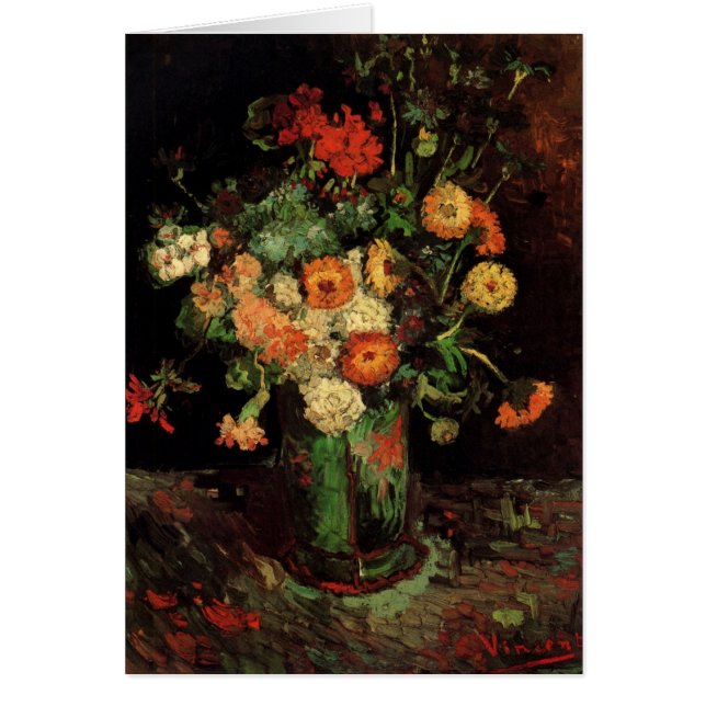 Vase avec Zinnias et Geraniums, Vincent van Gogh (Devant)