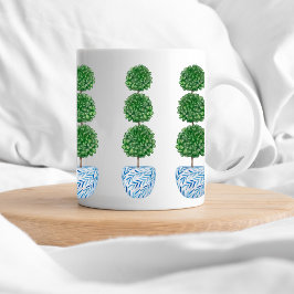Vase bleu aquarelle preppy topiary classique mug