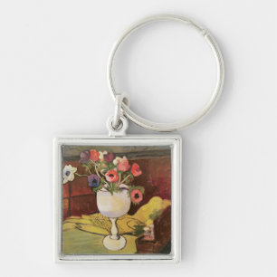 Vase Blumen, Anemonen in einem weißen Glas Schlüsselanhänger