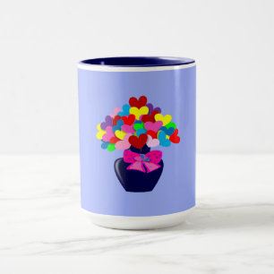 Vase De Coeurs Colorés Deux Tontes De Café Mug