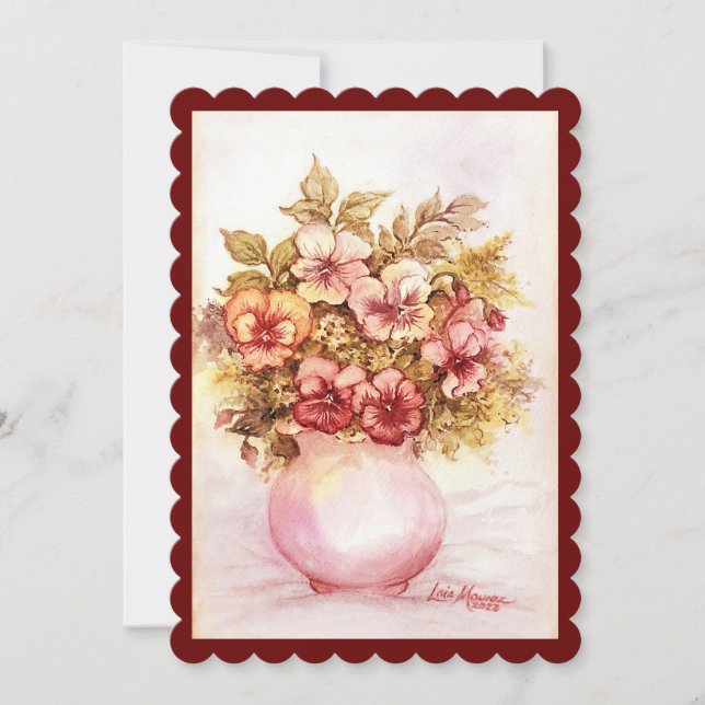 Vase de Pansies Carte de vacances plat (Devant)