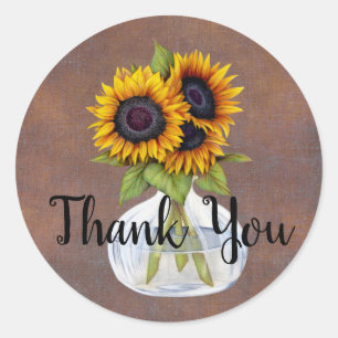 Vase de tournesol Sticker en Merci Brown rustique