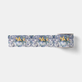 Vase Decoupage (italienisch Tile Blau und Weiße Bl Satinband