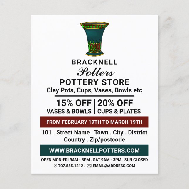 Vase dekorieren, Keramik lagern, Potter-Werbung Flyer (Vorne)